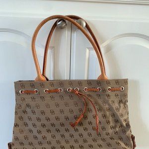 Dooney and Bourke Tan/Brown Canvas Tassel Tote New